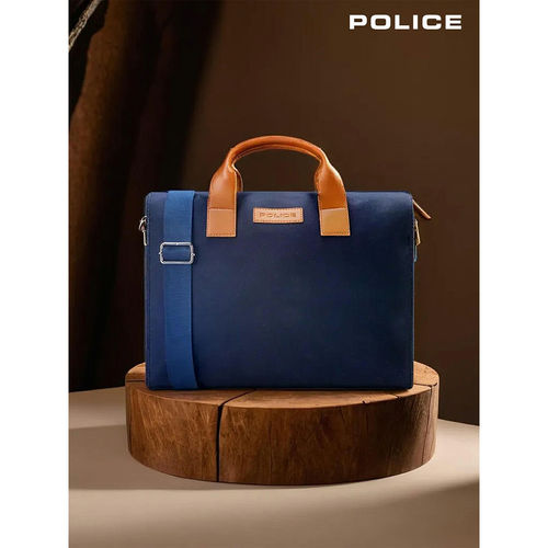 Police Navy Blue Tan Canvas Leather 15