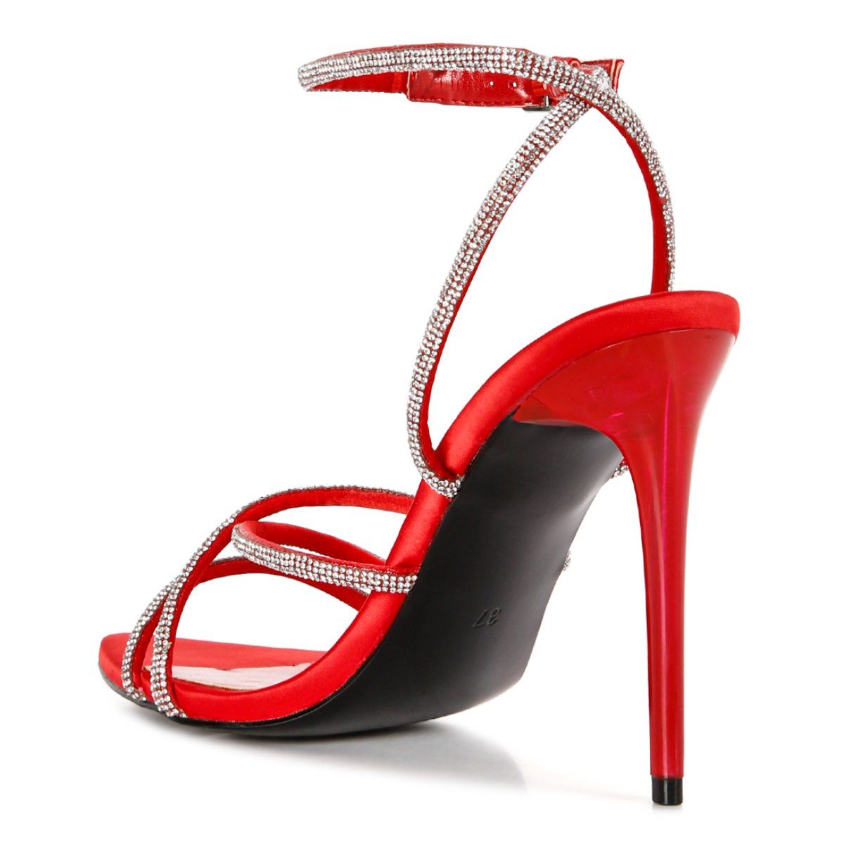 Open toe red online heels