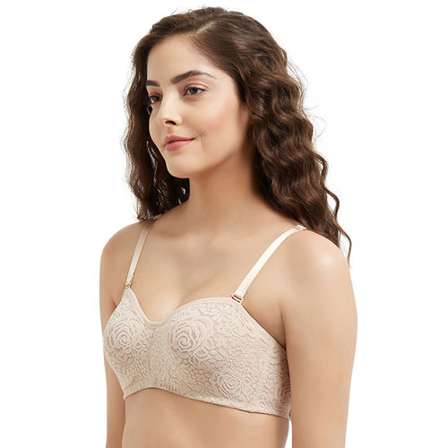 Buy Wacoal Halo Lace Non-Padded Wired 3/4Th Cup Lace Everyday Comfort Bra -  Beige (32D) Online