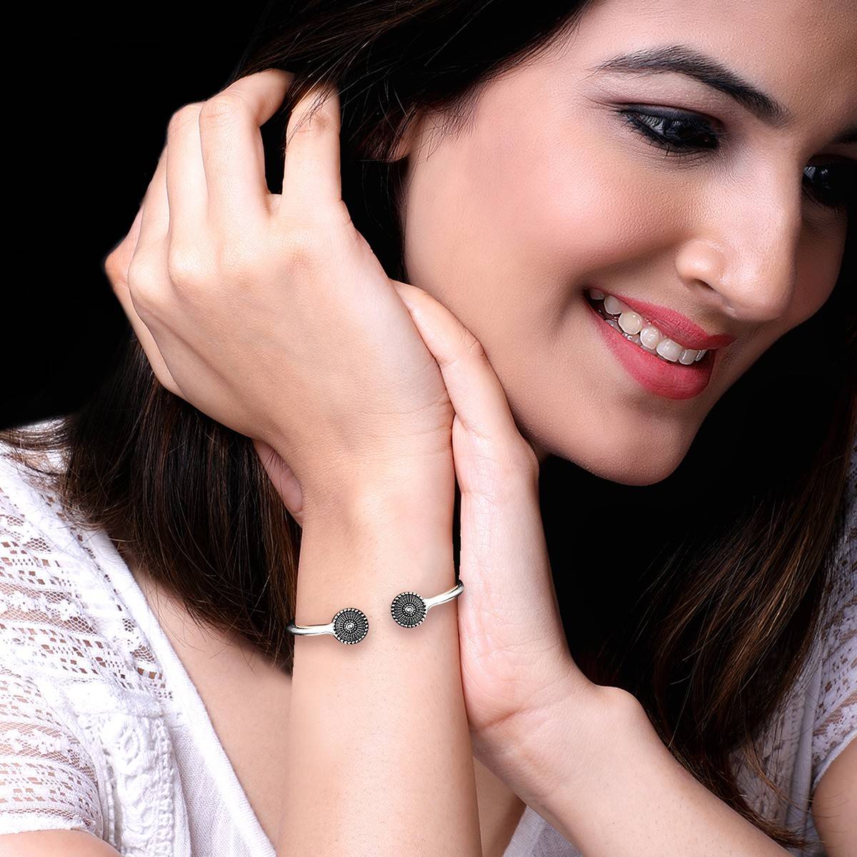 Giva 925 Oxidised Silver Minimal Adjustable Bracelet For Women And Girls