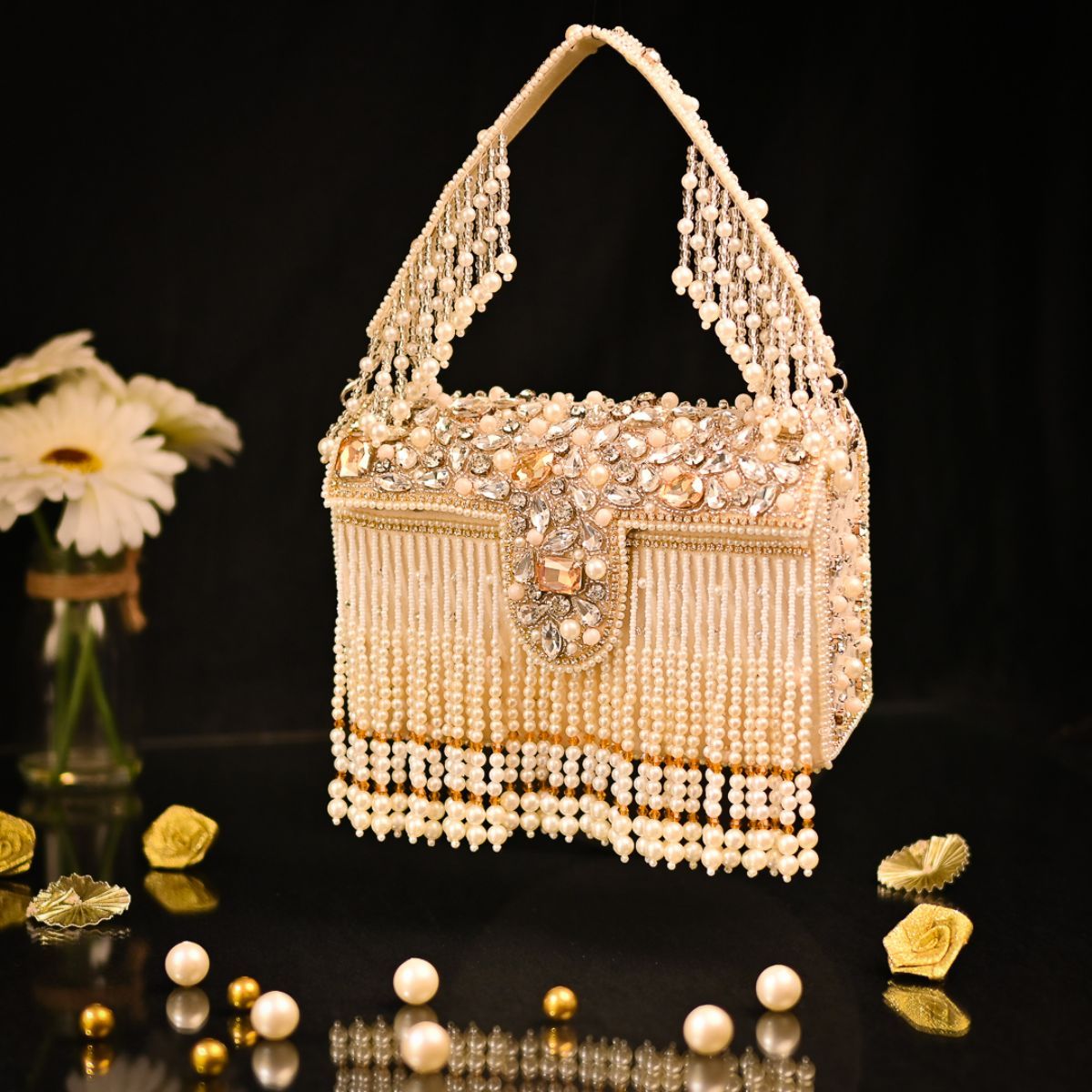 fcity.in - The Happy Handbag Maroon Clutch Pearl Purses For Women Handbag  Bridal