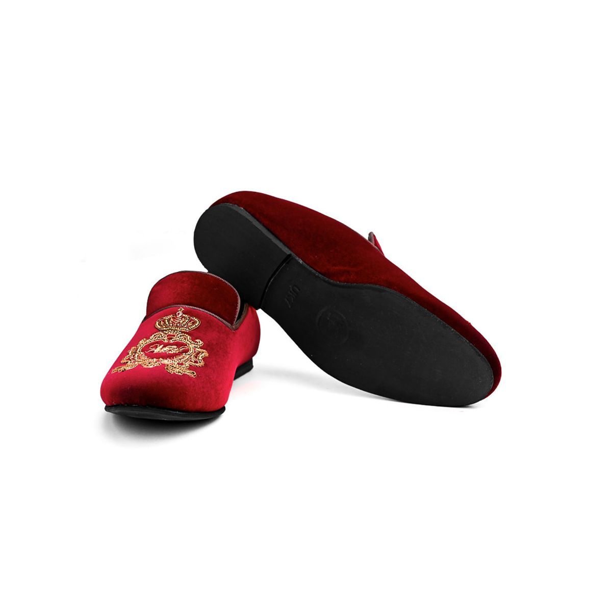 Buy Monkstory Opulenza Motif Embroidered Burgundy Slipons Online