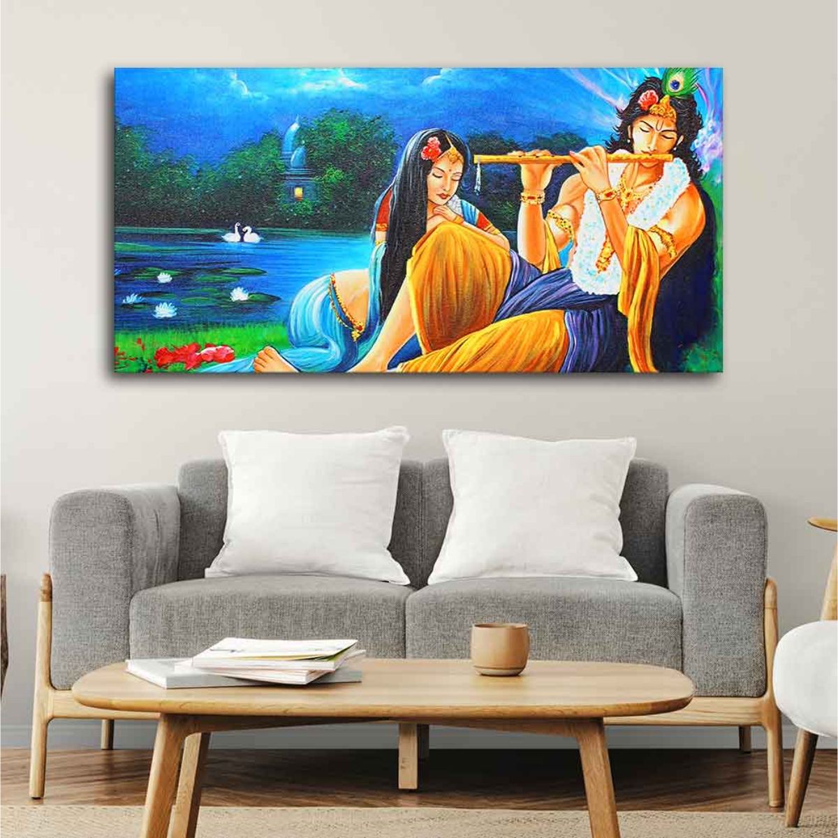 Buy Vibecrafts Radha Krishna Painting Canvas Big Wall Painting Wall Art ...