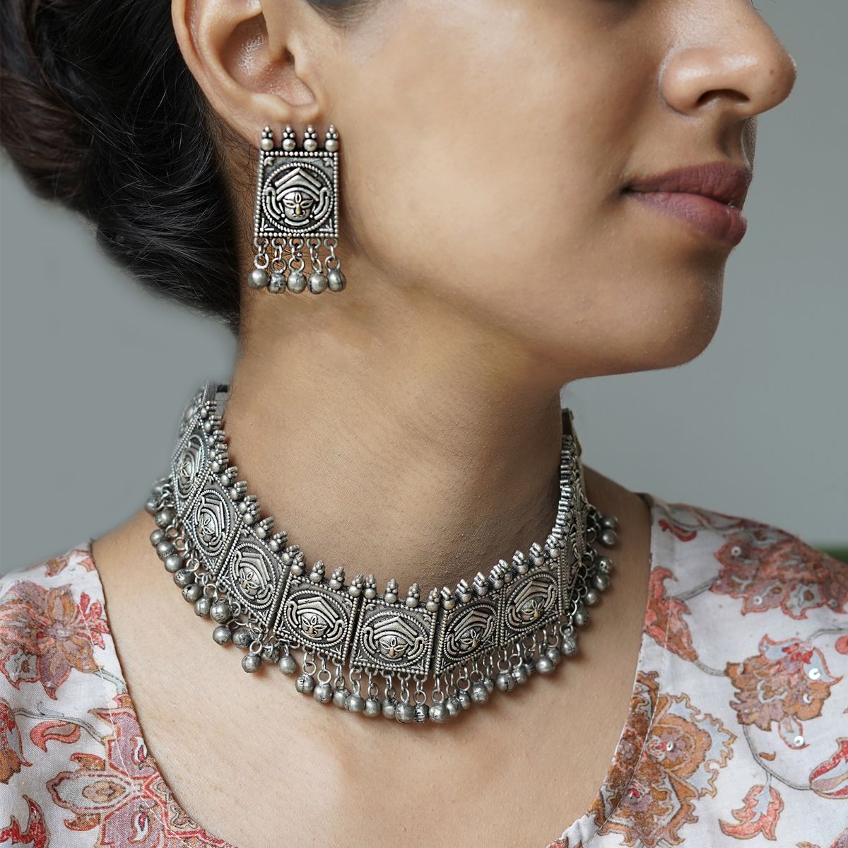 Share more than 177 oxidised choker with saree