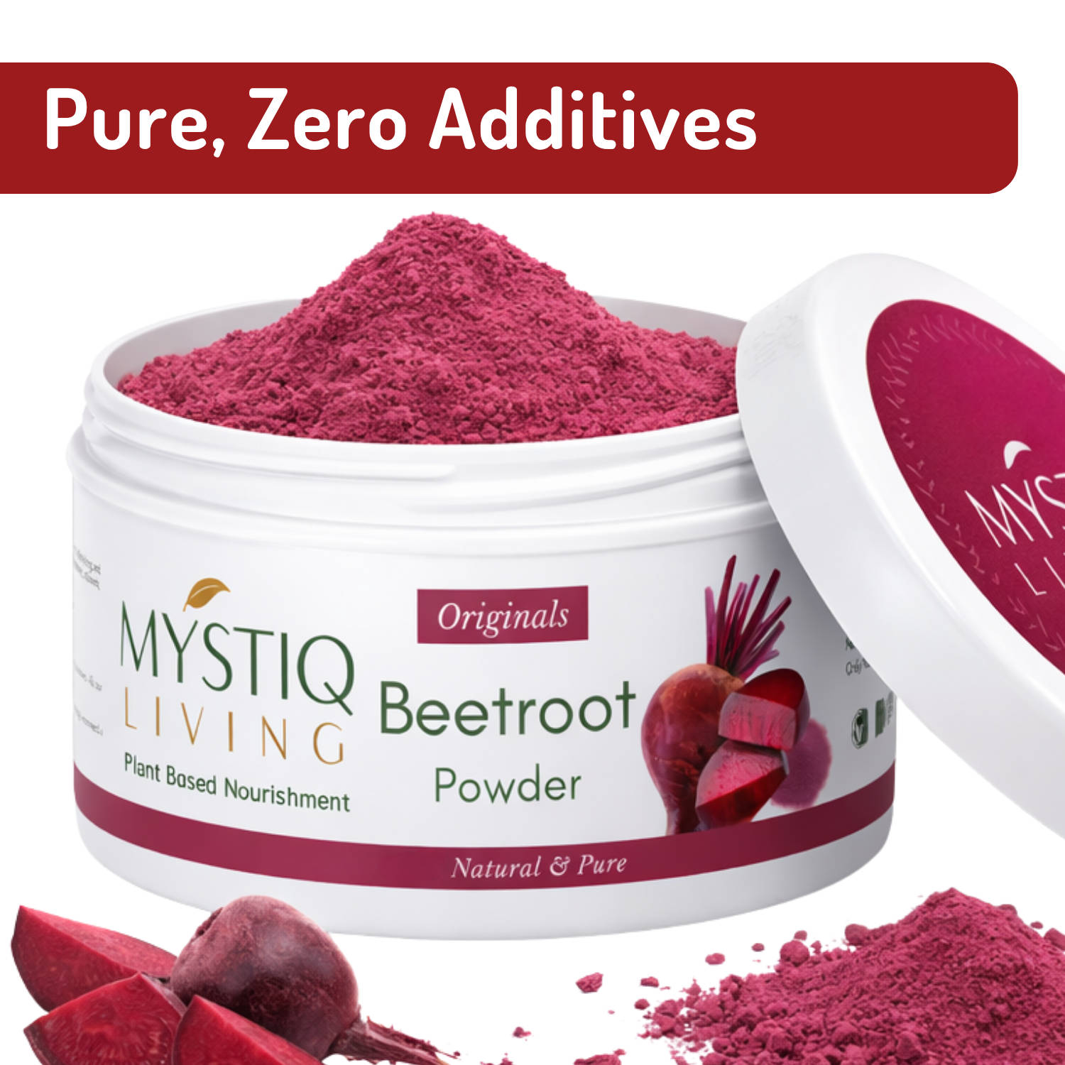 Mystiq Living Beetroot Powder For Face, Hair, Lip Balm & Energy Boost Drink