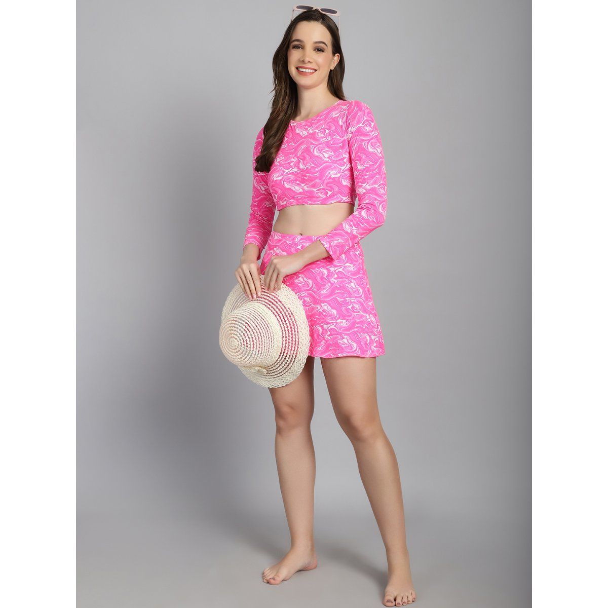 Buy Cukoo Padded Pink Skirtini Swimwear (Set of 2) Online