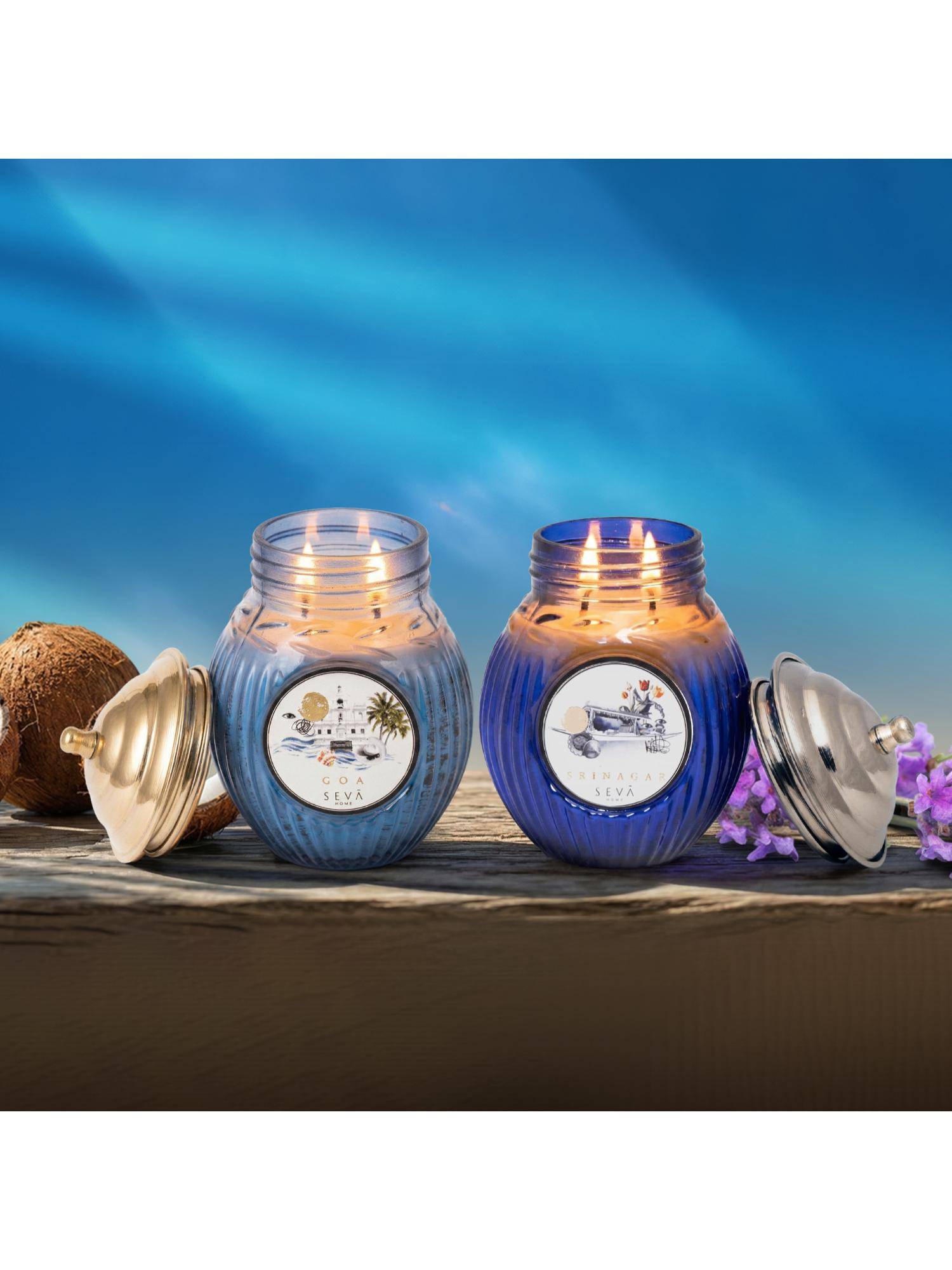 SEVA HOME Ode To India Collection Srinagar & Goa Essence Scented Candle Gift Set-2 PCs
