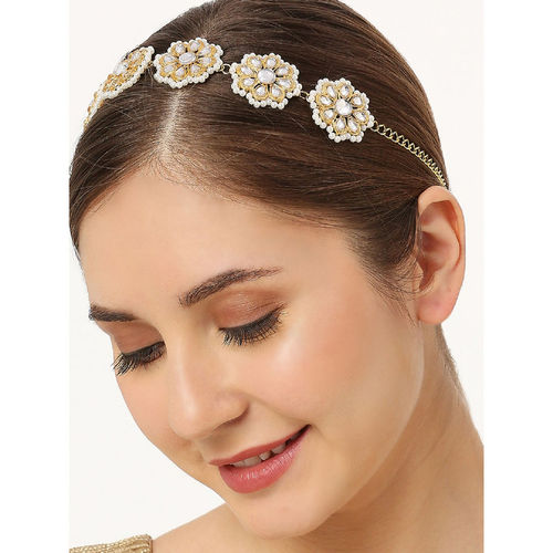 Buy OOMPH Gold Tone Kundan and Pearl Floral Ethnic Jadau Hair