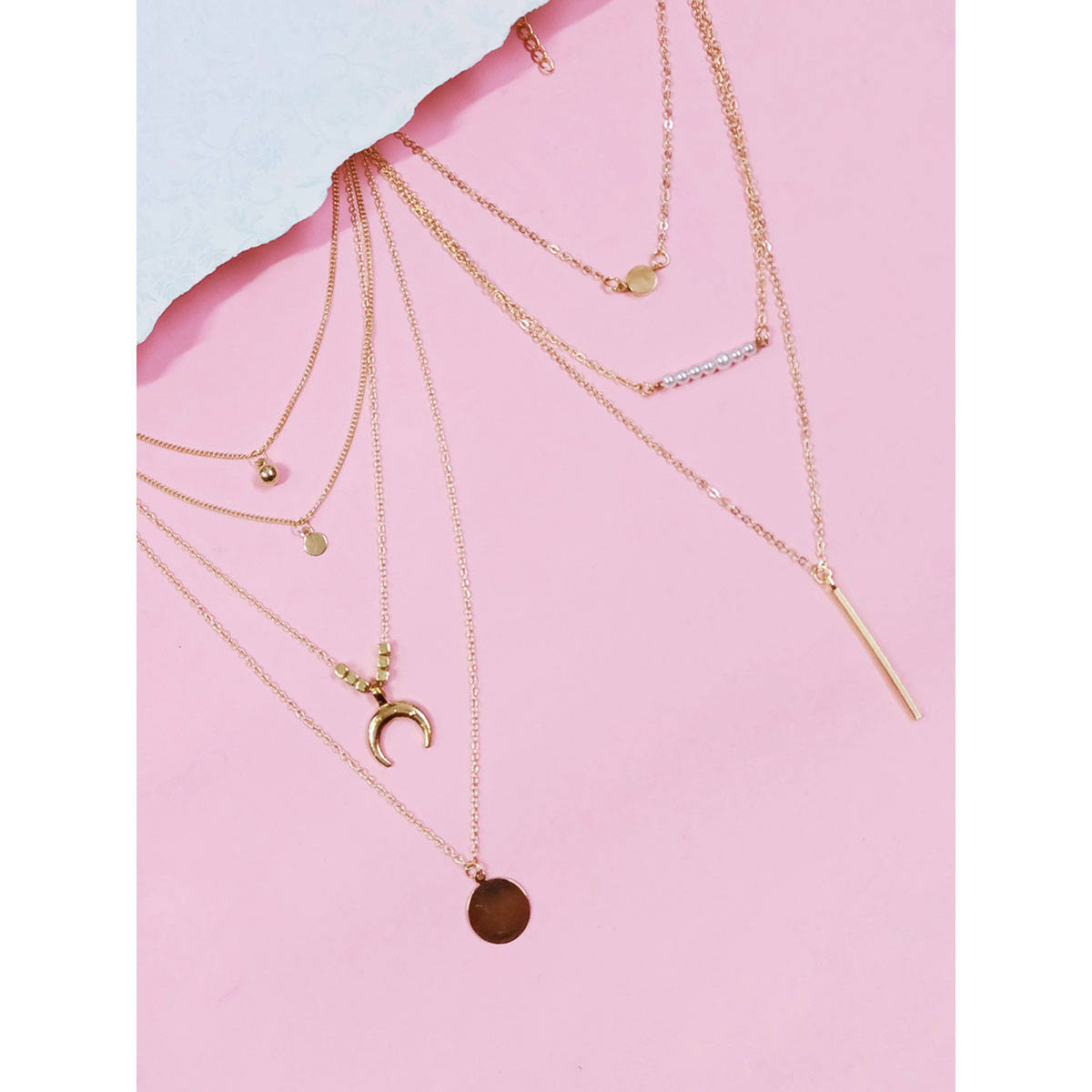OOMPH Combo of 2 Gold Beads Horse Shoe Goodluck Multi Layer Necklace For Women & Girls