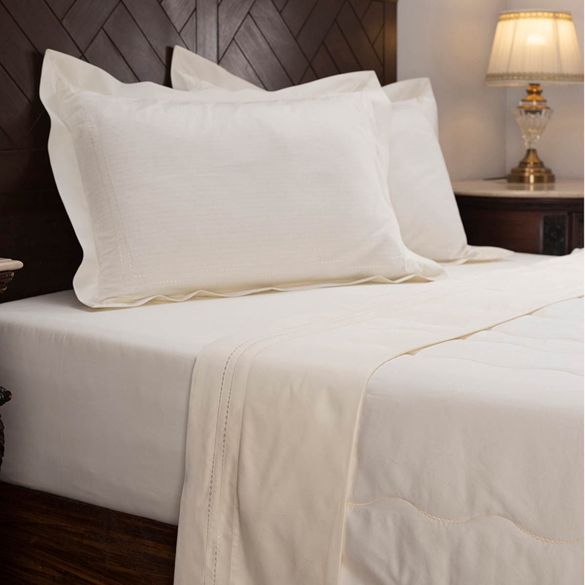 Maspar Nostalgic Attire Eiderdown 400Tc Cotton Off White King Top Sheet