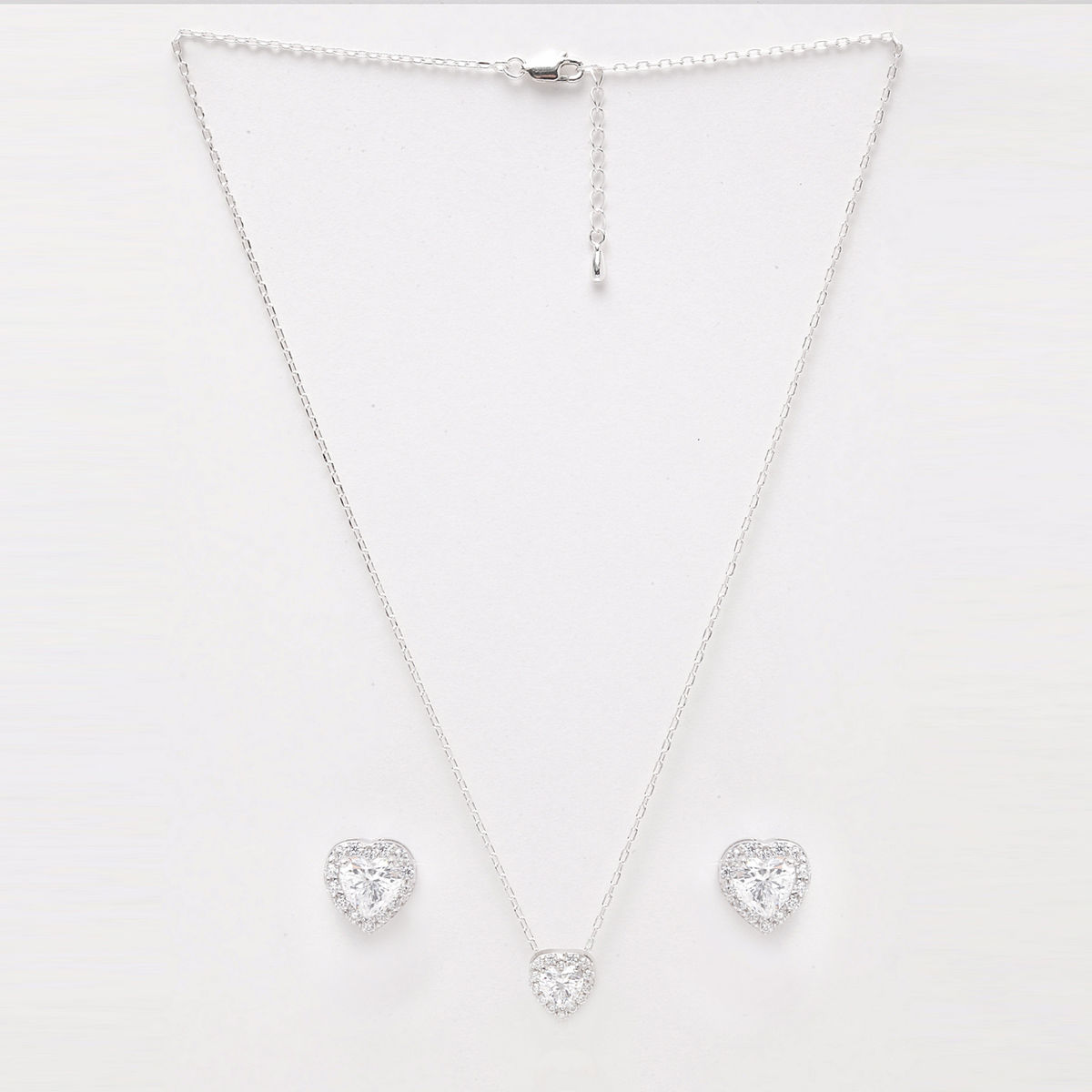 Heart Crystal Earrings Necklace Set Women Jewelry Heart - Temu