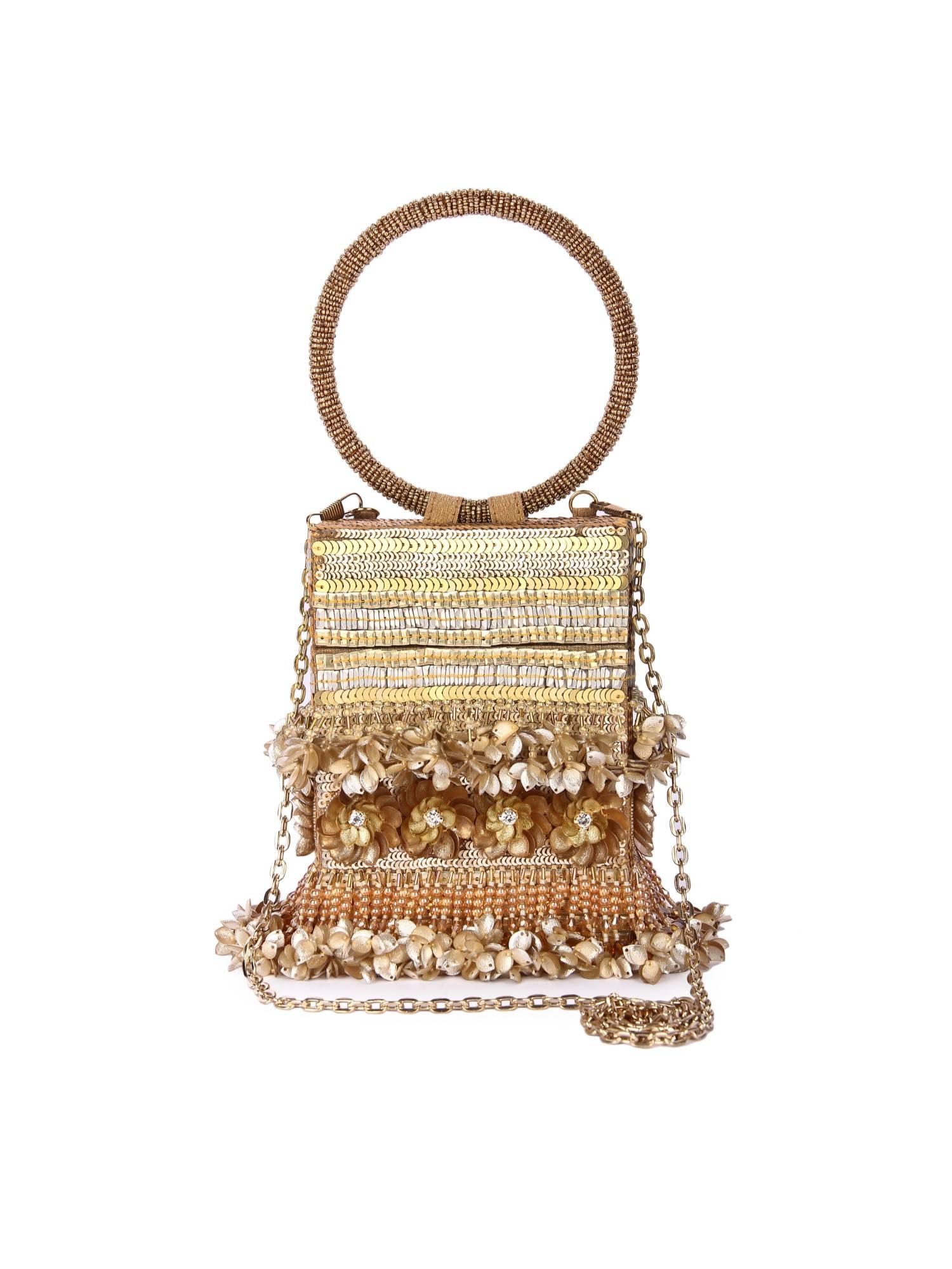 The Purple Sack Sona Phool Clutch with Detachable Chain