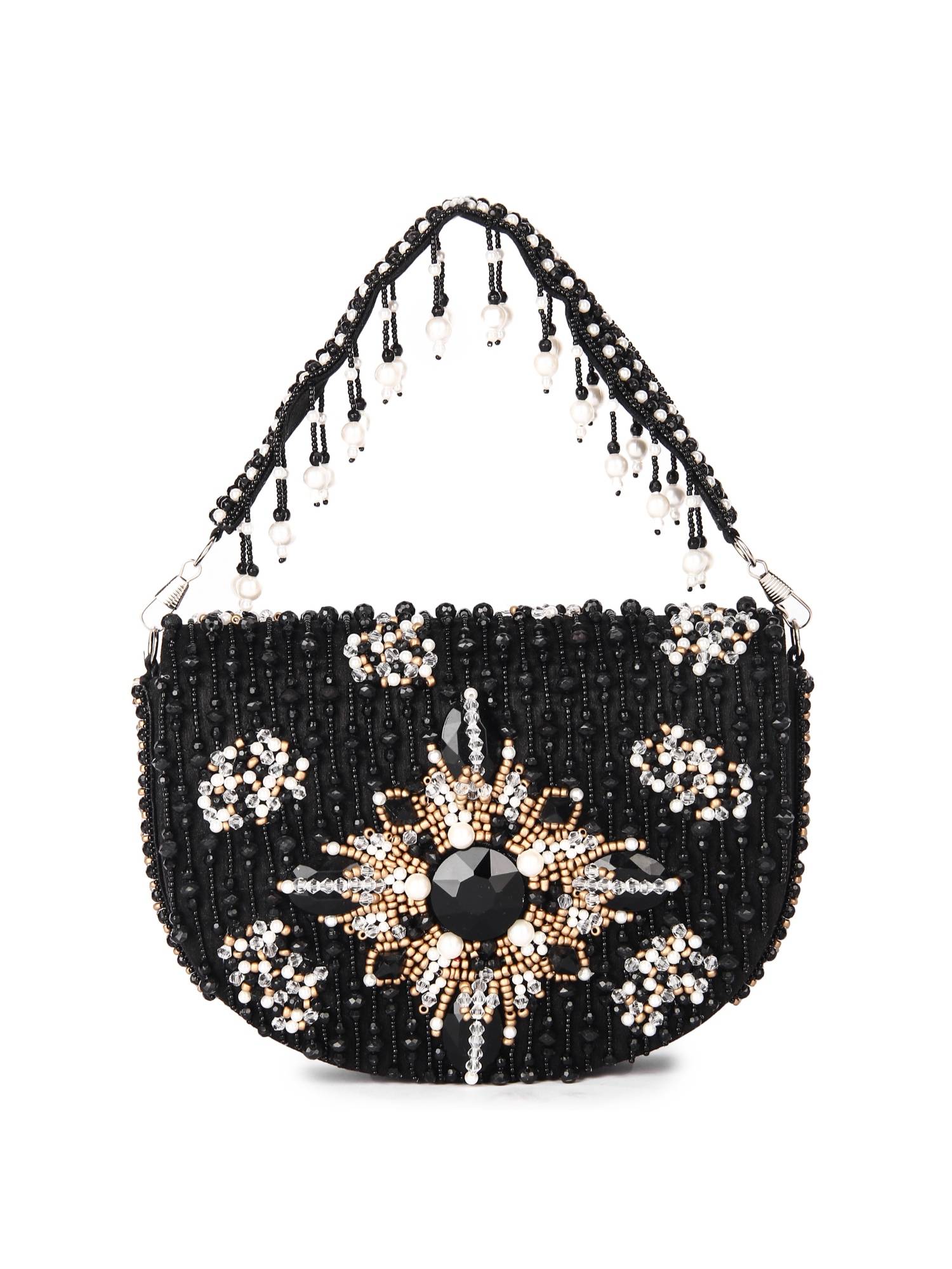 The Purple Sack Black D Shaped Clutch