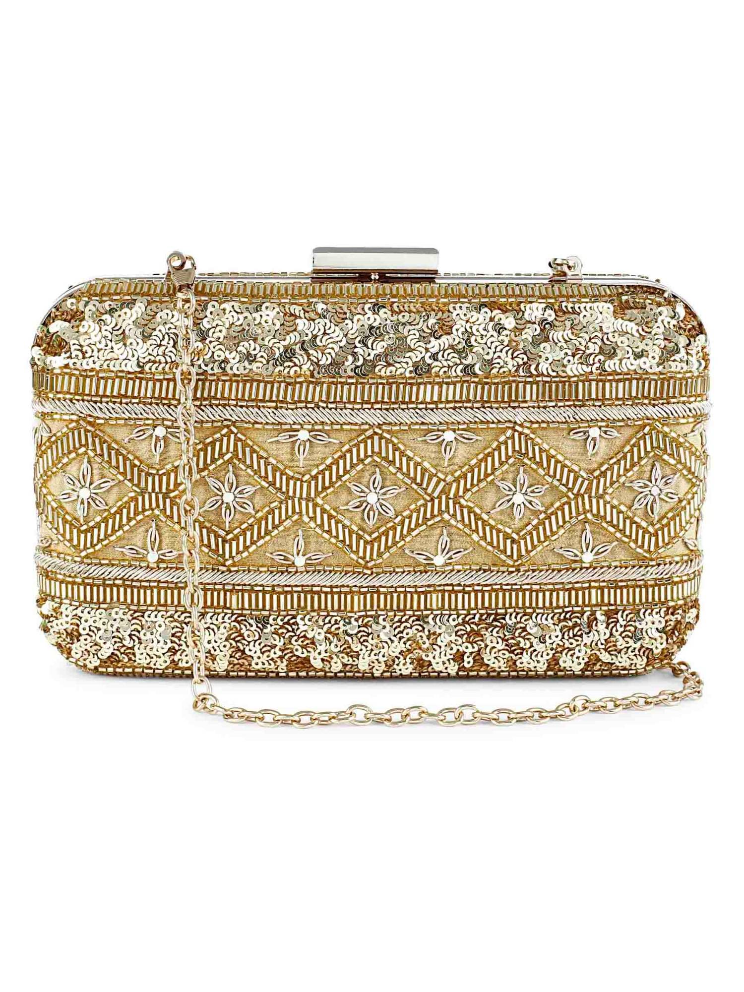 The Purple Sack Gold Lined Clutch with Detachable Chain