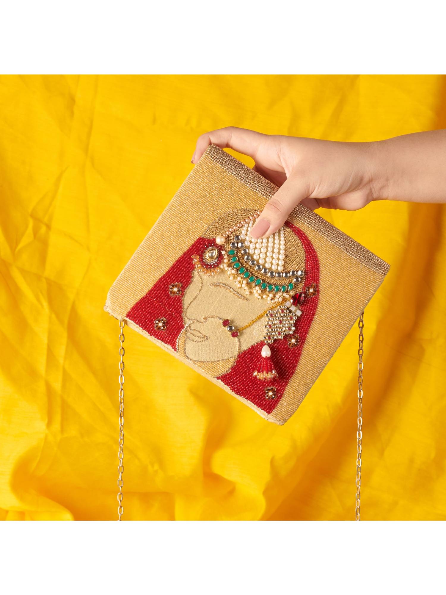 The Purple Sack Dulhan Clutch with Detachable Chain