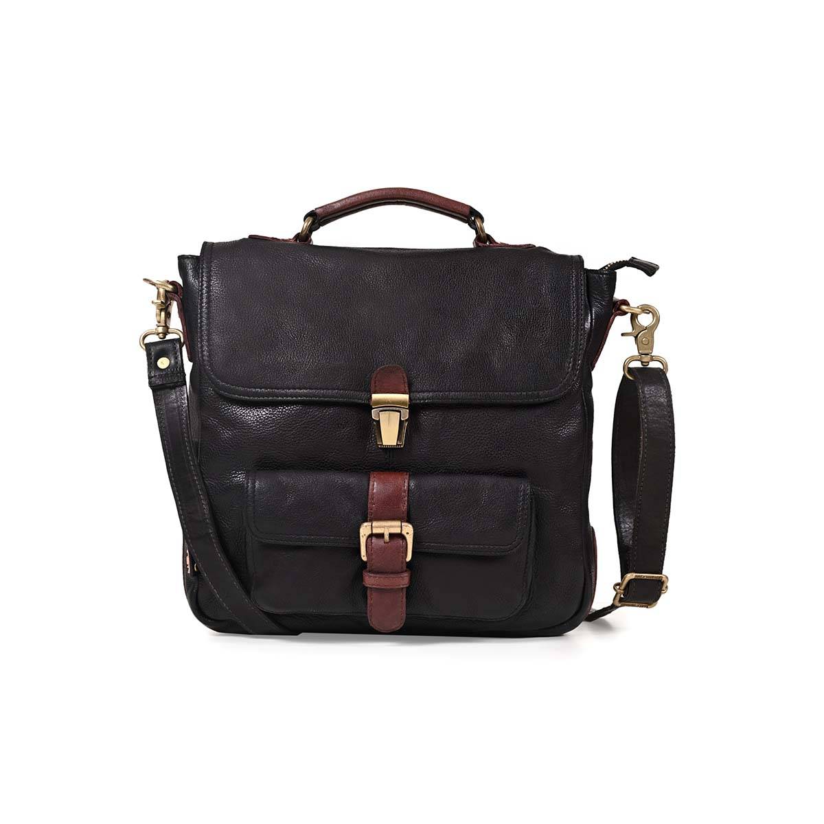 ART N VINTAGE Nathan Real Leather Black Sling Bag
