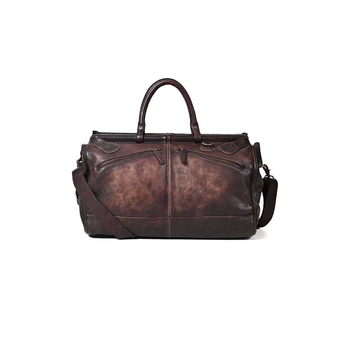 ART N VINTAGE Drifter Real Leather Brown Duffle Bag