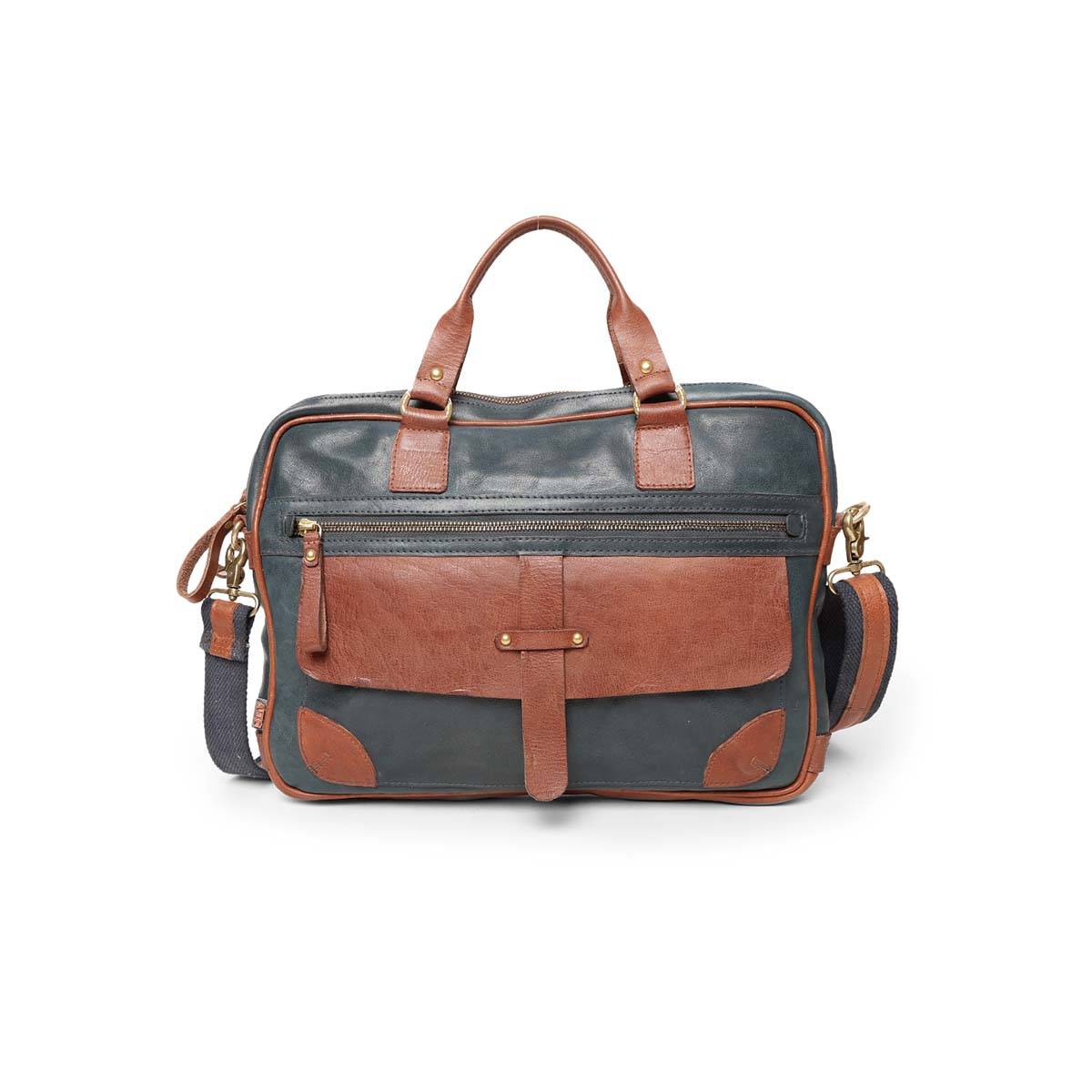 ART N VINTAGE Winger Navy Blue Real Leather Laptop Bag