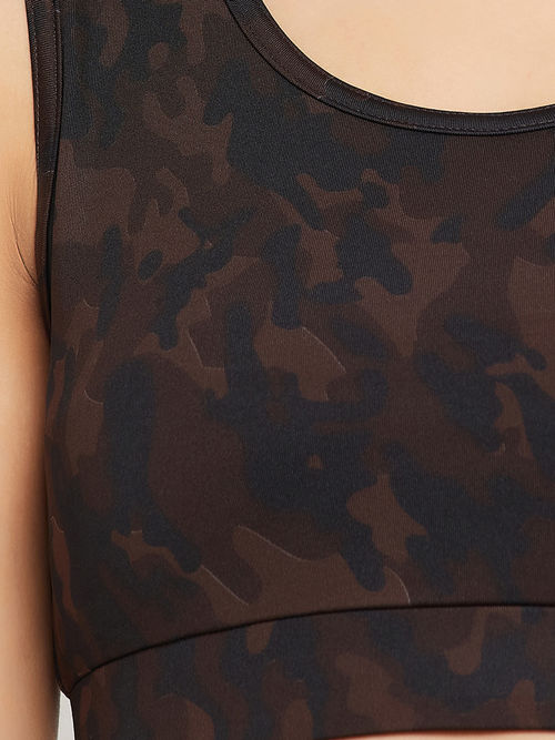 Buy Clovia Medium Impact Padded Camouflage Print Active Sports Bra