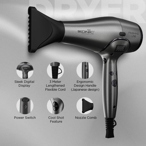 Ikonic Professional Finishing Line Hair Dryer Grey