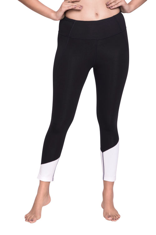 Buy Satva Organic Cotton Sports Capri Tights For Women - Black (L