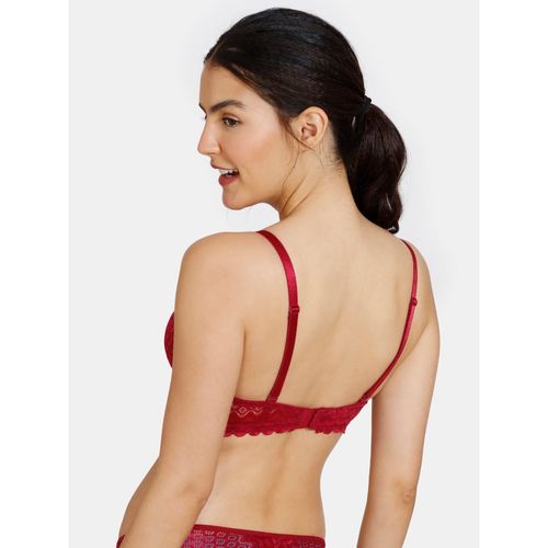 Buy Zivame New Romance Padded Non Wired 3-4th Coverage Lace Bra - Beet Red  Online