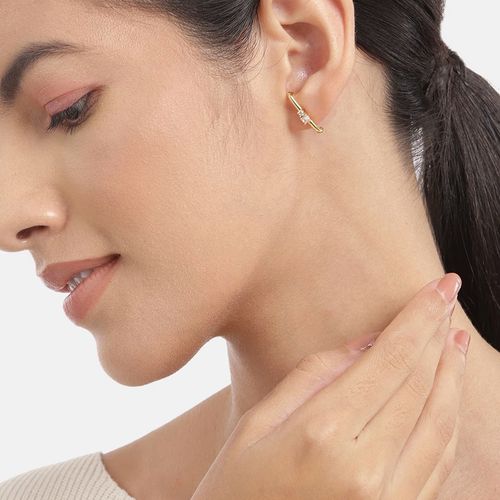 Buy Carlton London Women Gold Plated with Cz Ear Lobe Earring Online