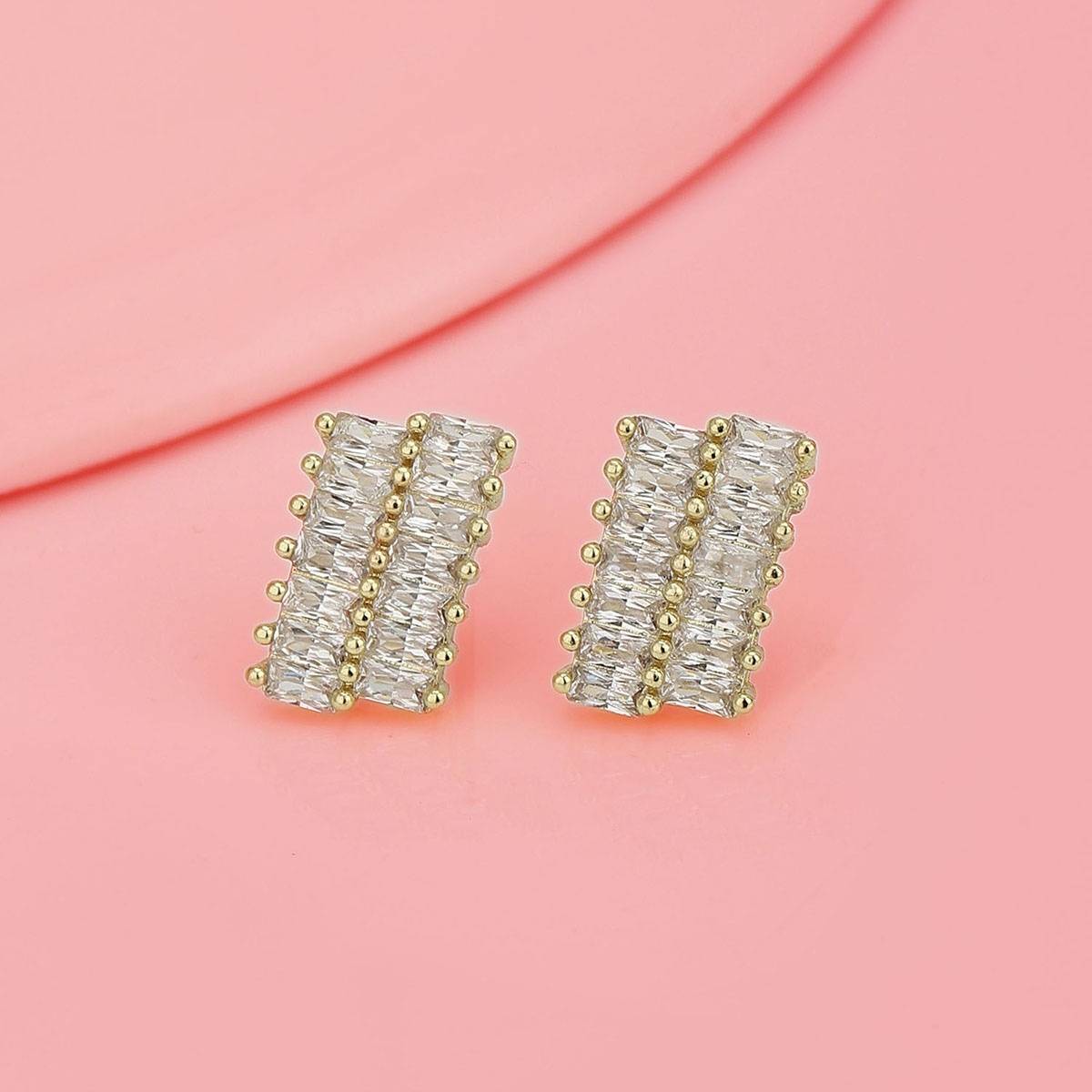 Carlton London Women Gold Plated with Cz Fancy Petite Stud Earring