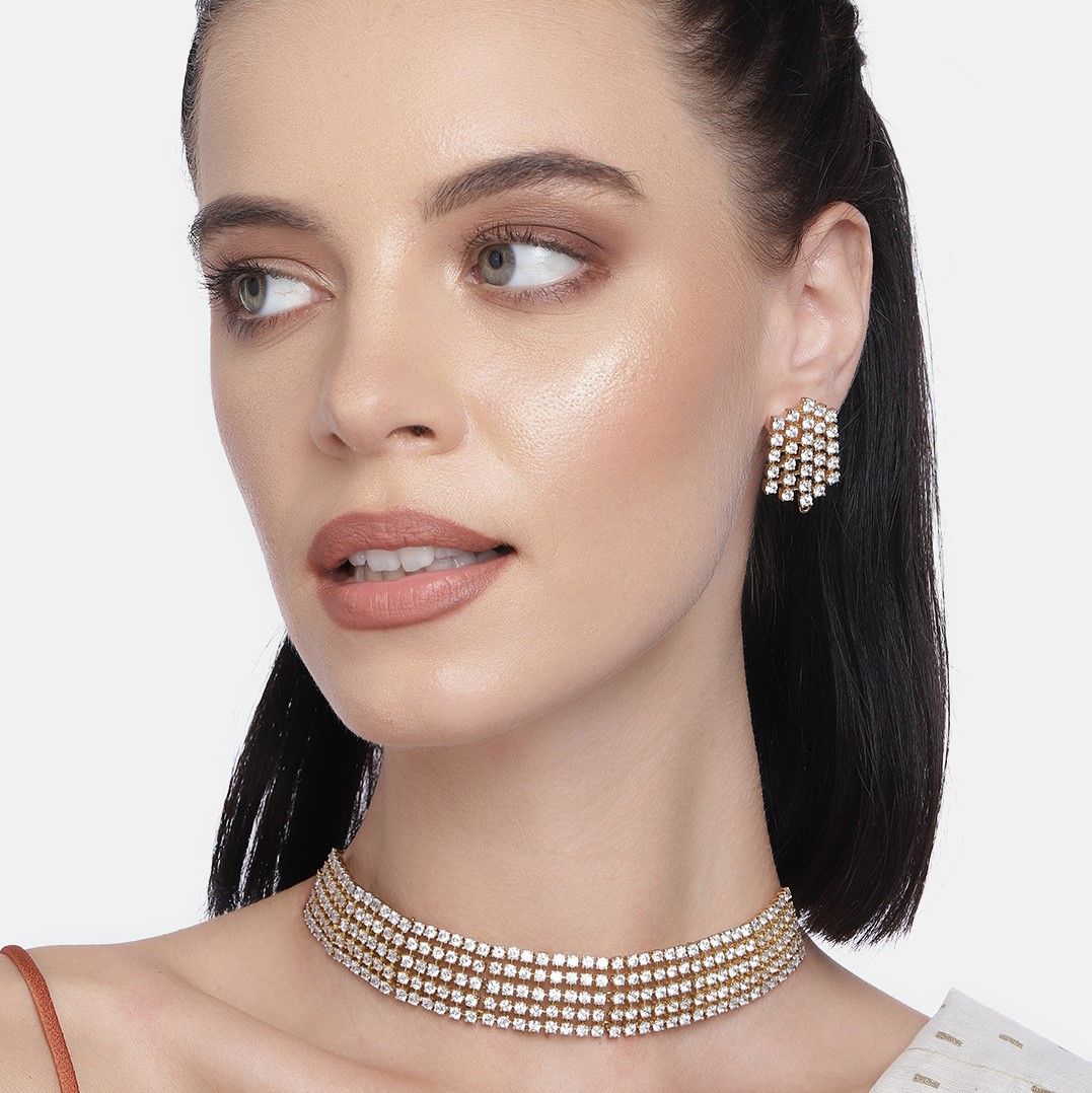 LAIDA Gold Plated AD Studded Choker 