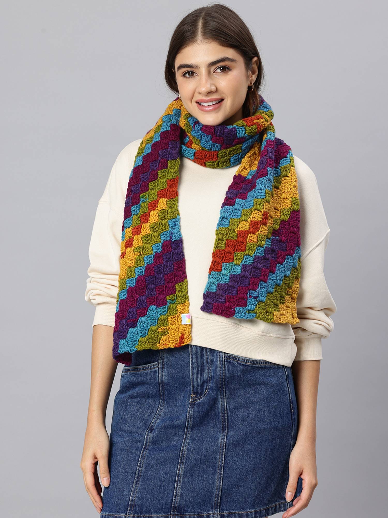 Magic Needles Corner To Corner Multi-Color Crochet Scarf