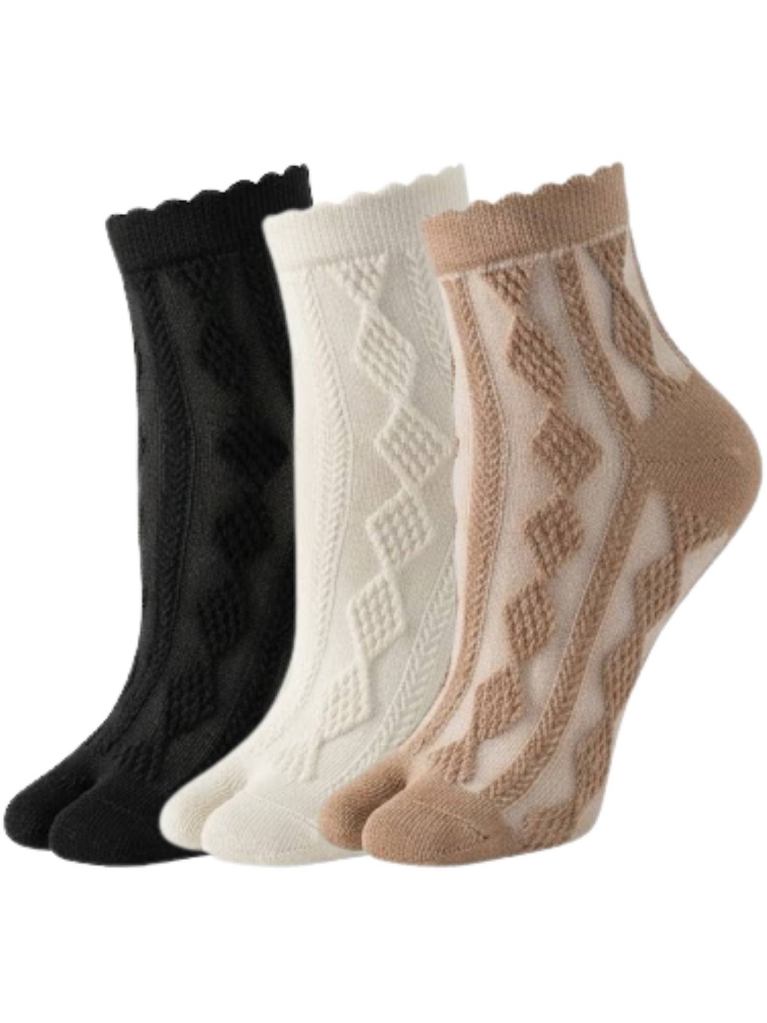 NEXT2SKIN Womens Ankle Length Thumb Cotton Socks Multi-Color (Pack of 3)