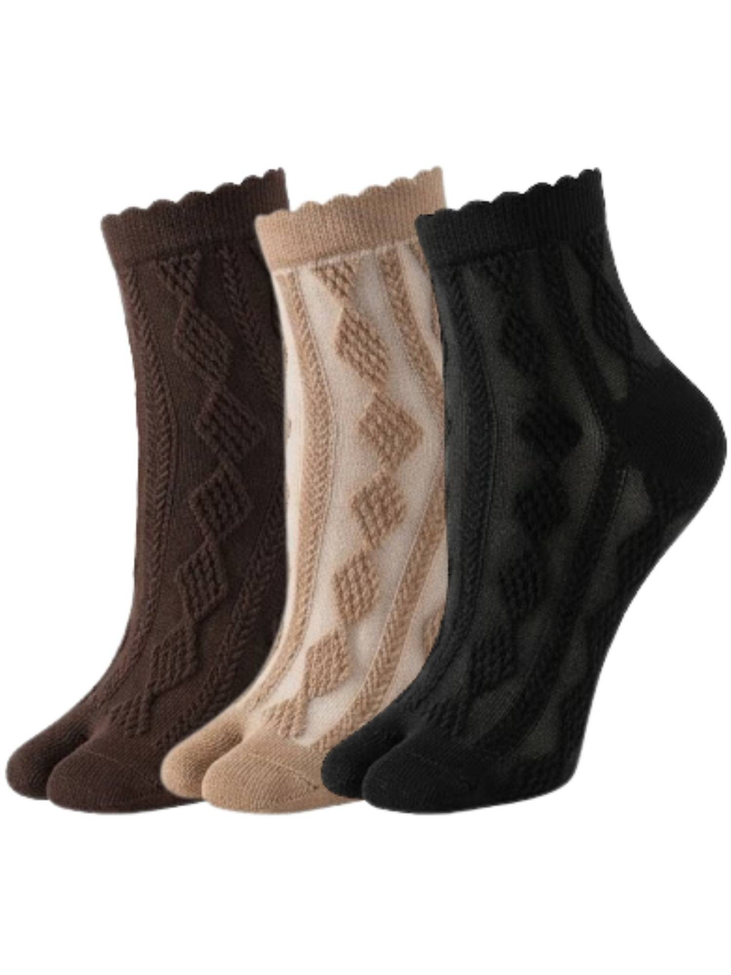 NEXT2SKIN Womens Ankle Length Thumb Cotton Socks Multi-Color (Pack of 3)