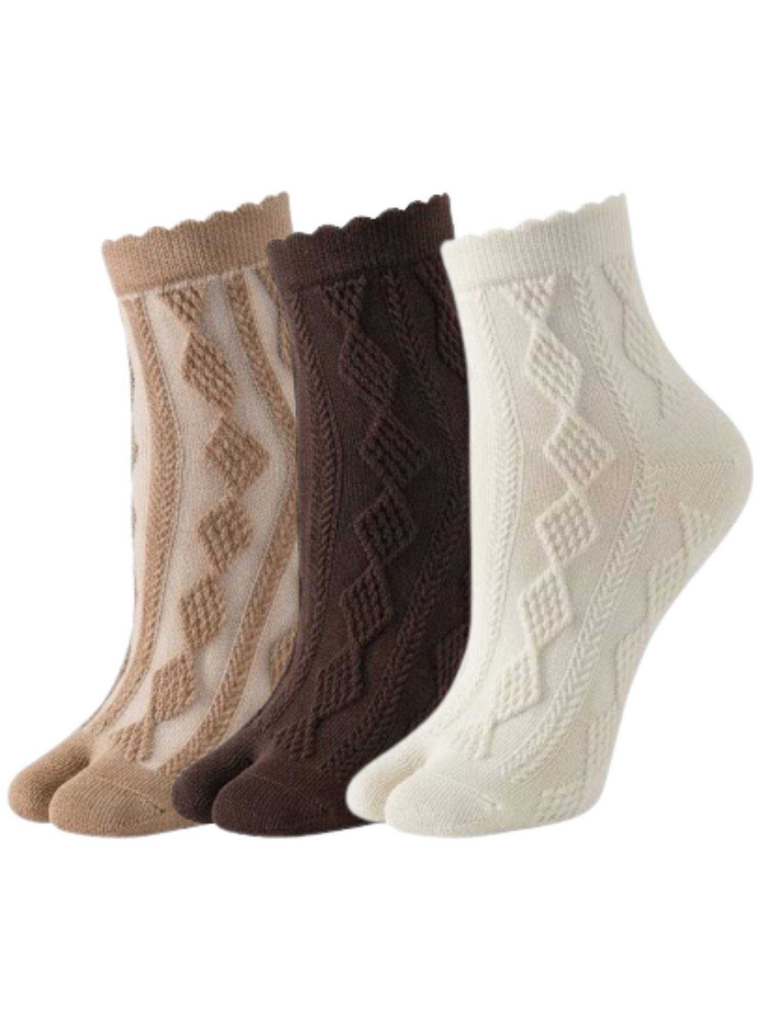 NEXT2SKIN Womens Ankle Length Thumb Cotton Socks Multi-Color (Pack of 3)