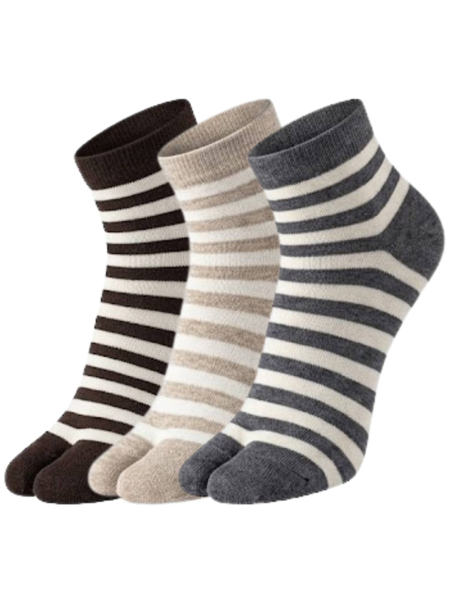 NEXT2SKIN Womens Ankle Length Thumb Striped Printed Cotton Socks Multi-Color (Pack of 3)