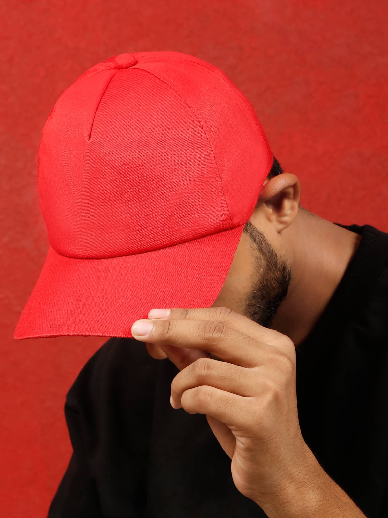 Teakwood Leather Unisex Solid Red Adjustable Casual Cap With Curved Brim