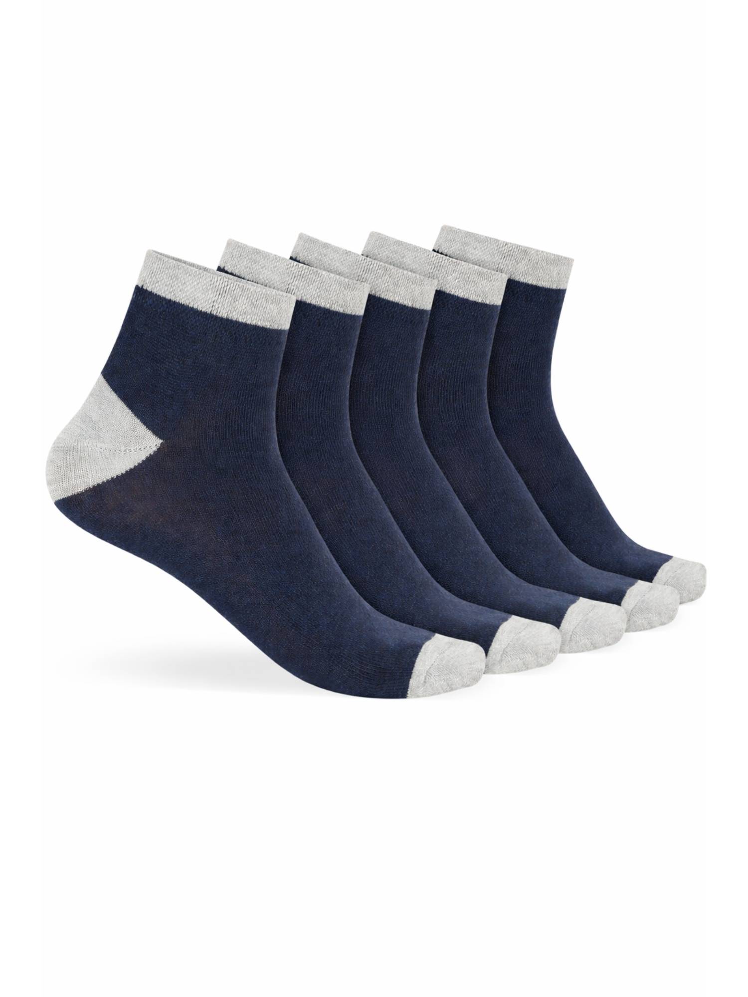 Teakwood Mens Navy Cotton Ankle Length Socks (Pack of 5)