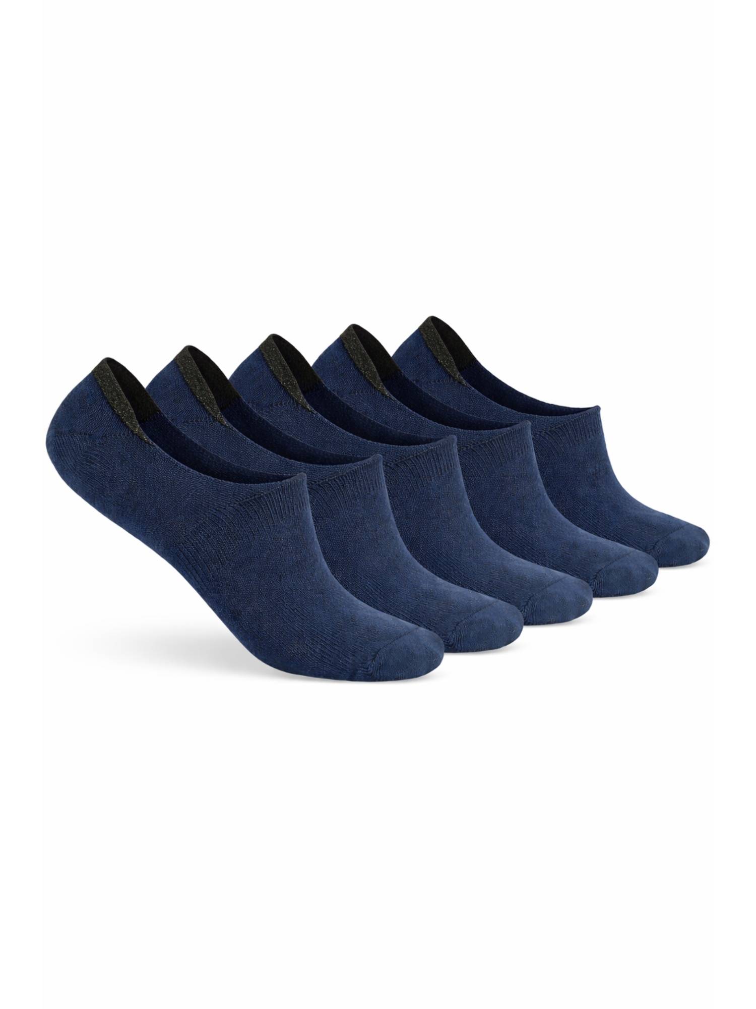 Teakwood Mens Navy Cotton Shoe Liner Socks (Pack of 5)
