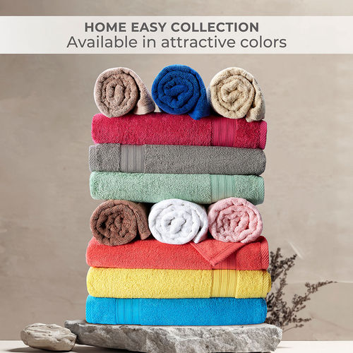 Buy Layers Home Easy Peach 100% Cotton 450 Gsm Bath Towel (L) Online
