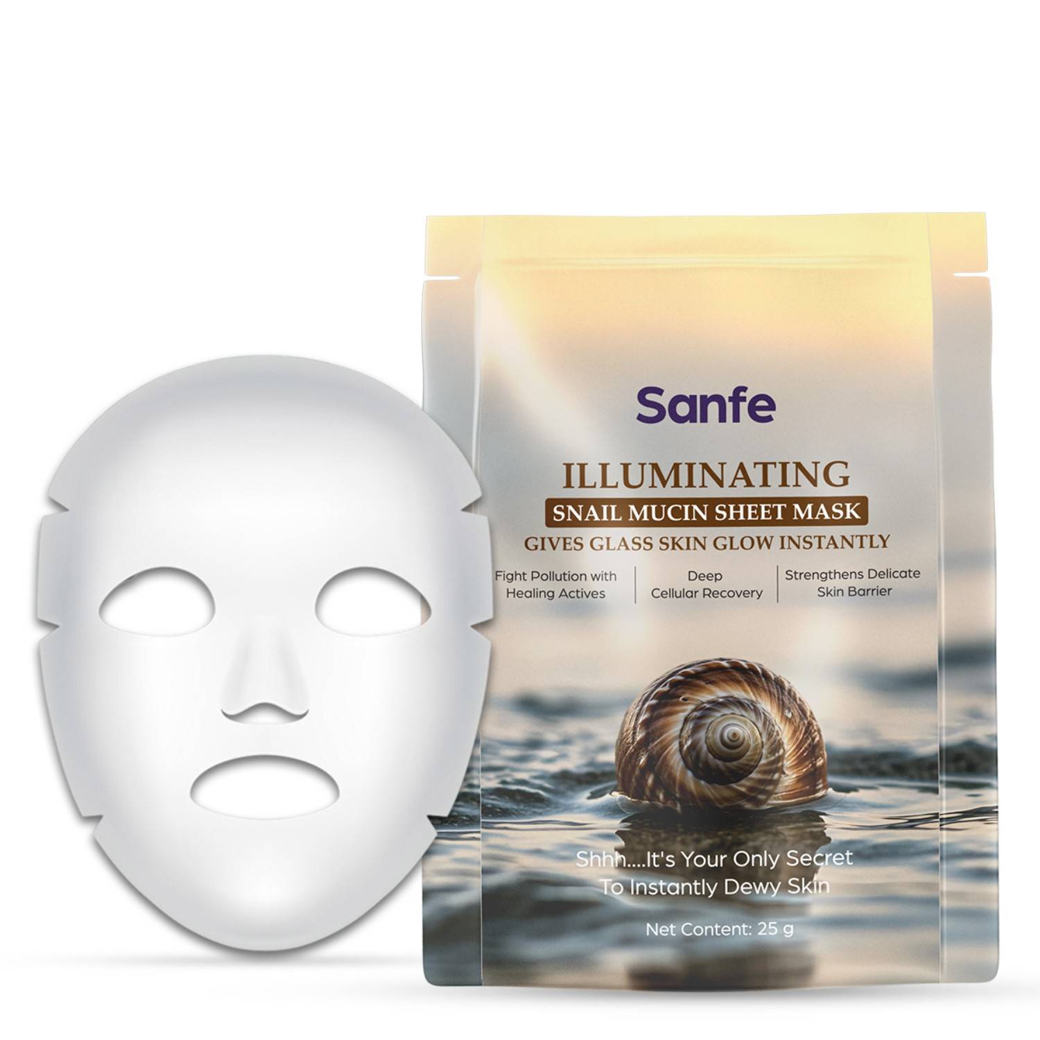 Sanfe Illuminating Snail Mucin Sheet Mask For Glass Skin Glow