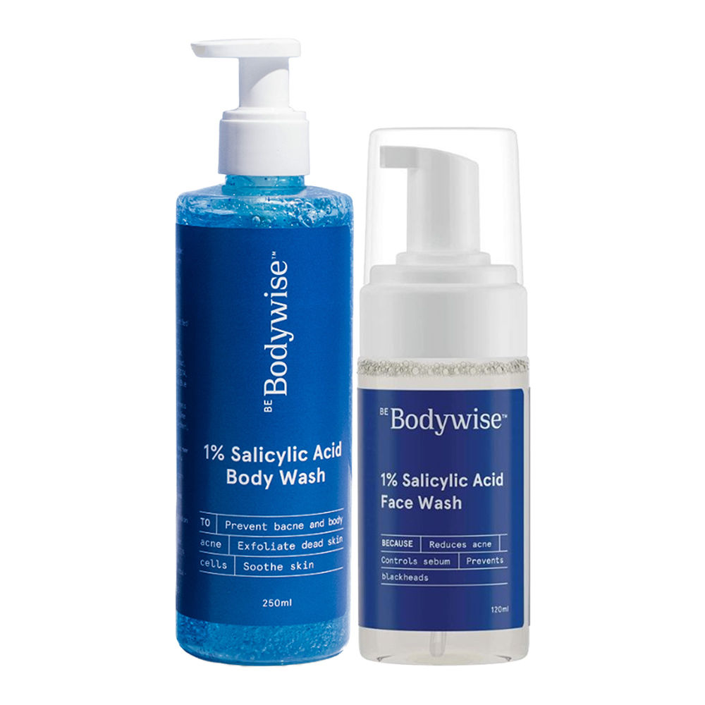 Be Bodywise Acne Control Kit - 1% Salicylic Acid Body Wash & Oil Control Foaming Face Wash