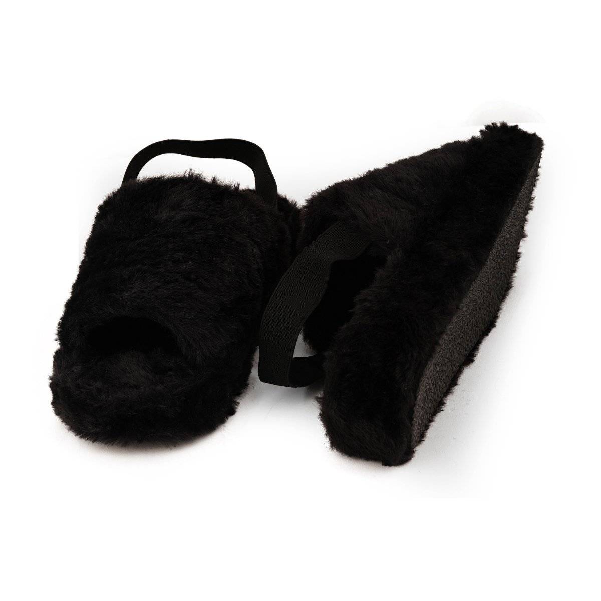 Buy Zori World Storm- Solid Black Faux Fur Sandals Online