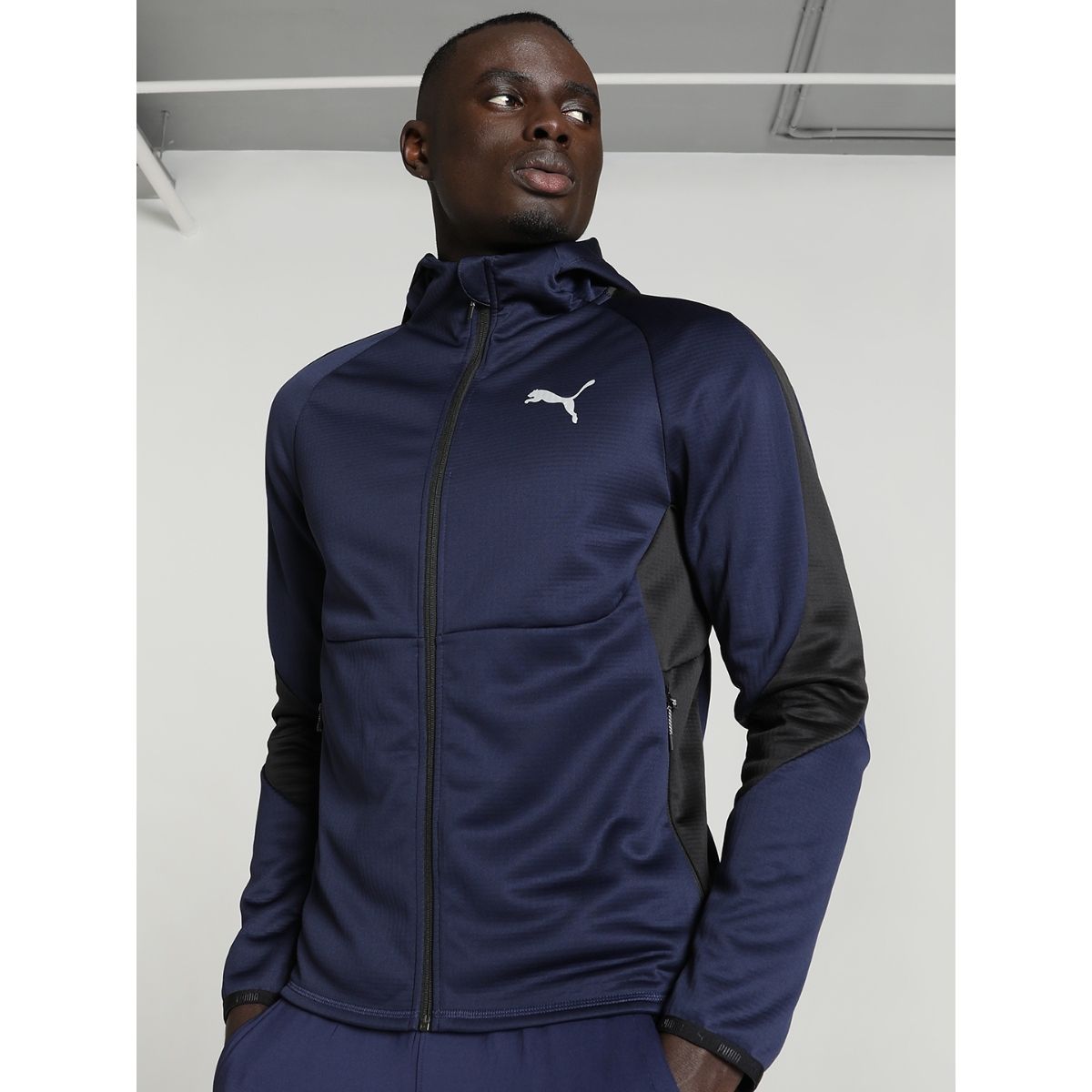 Buy Puma EVOSTRIPE Full Zip Men Navy Blue Jacket Online