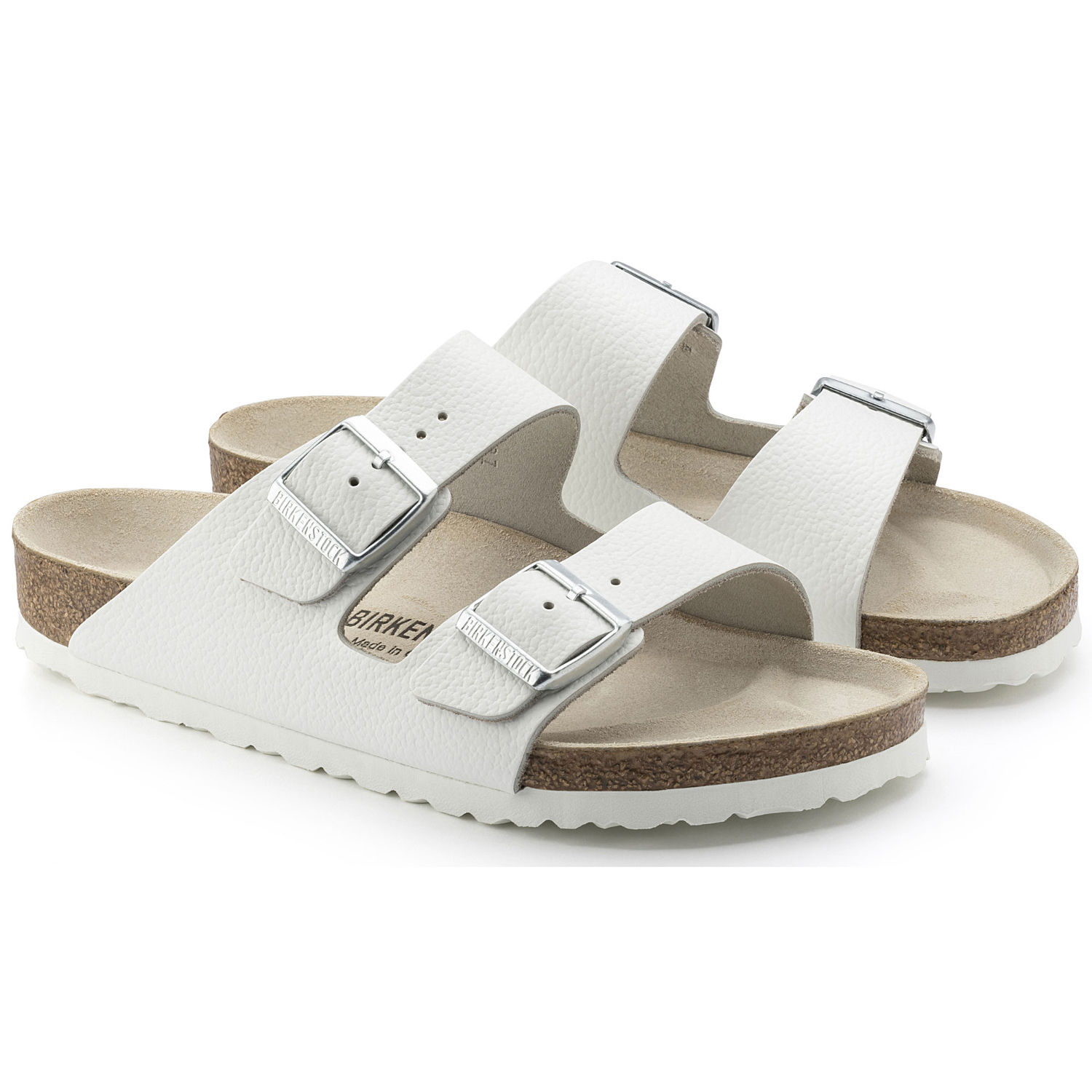 Birkenstock Arizona Natural Leather White Regular Width Unisex Sandals EURO 35