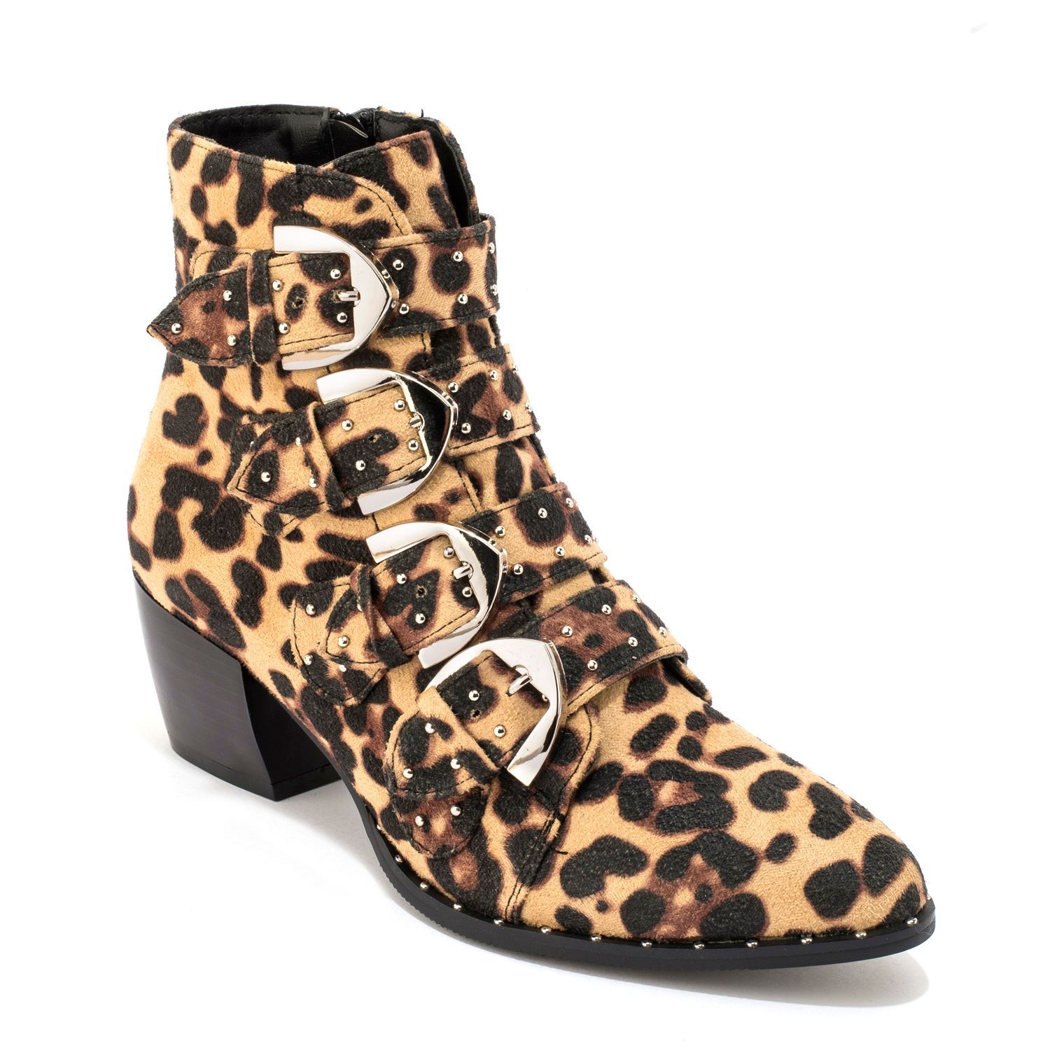 Leopard print deals buckle boots