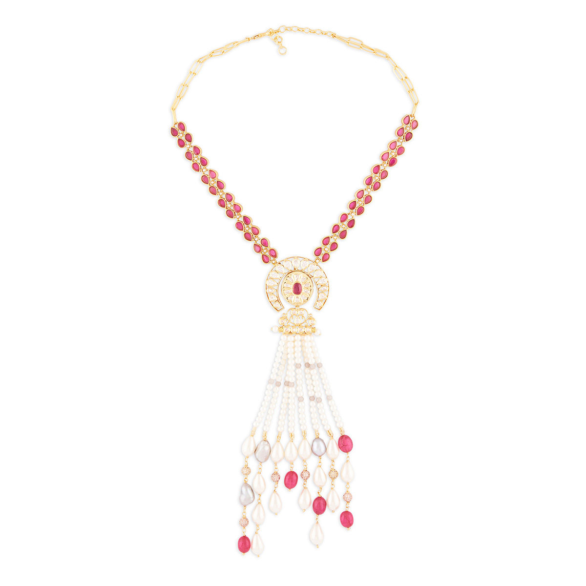 Joules By Radhika Beaded Pendant Style Necklace In White And Red Tone Buy Joules By Radhika