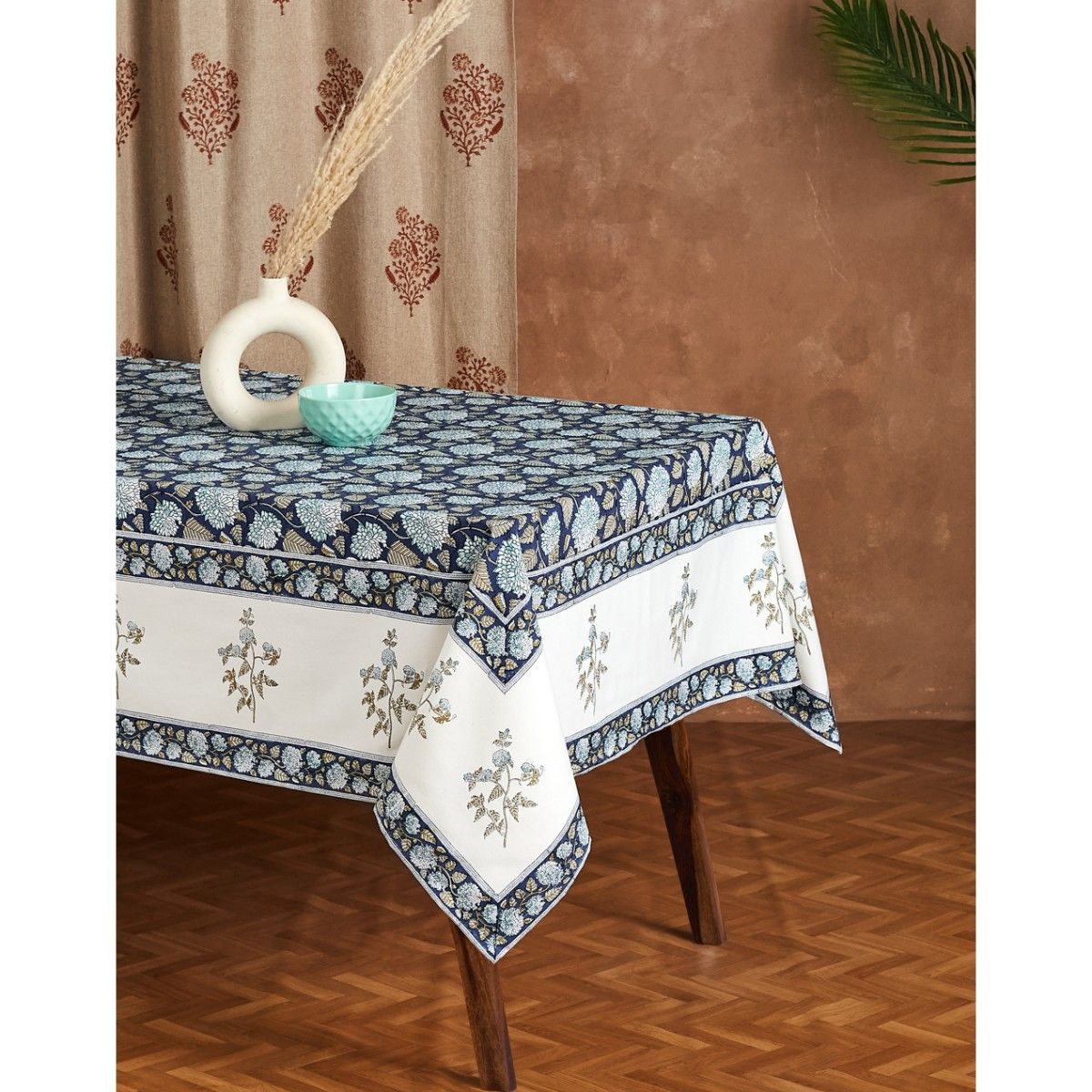 Fabindia Blue Aakarik Cotton Printed Table Cover Buy Fabindia Blue