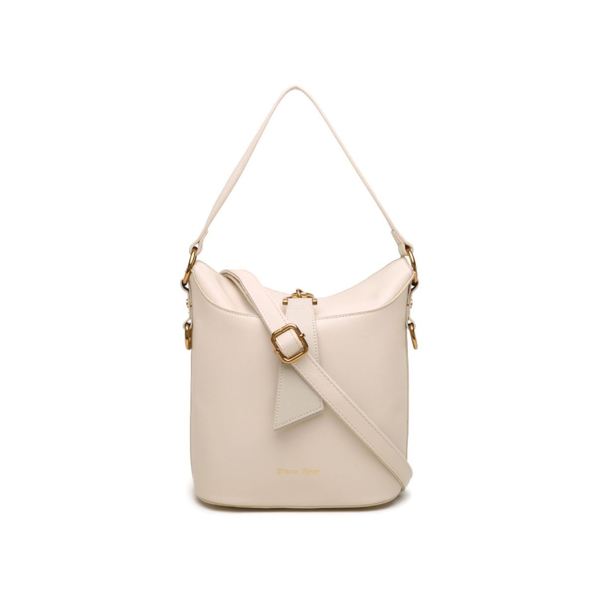 Diana Korr Beige Solid Faux Leather Sling And Cross Bag