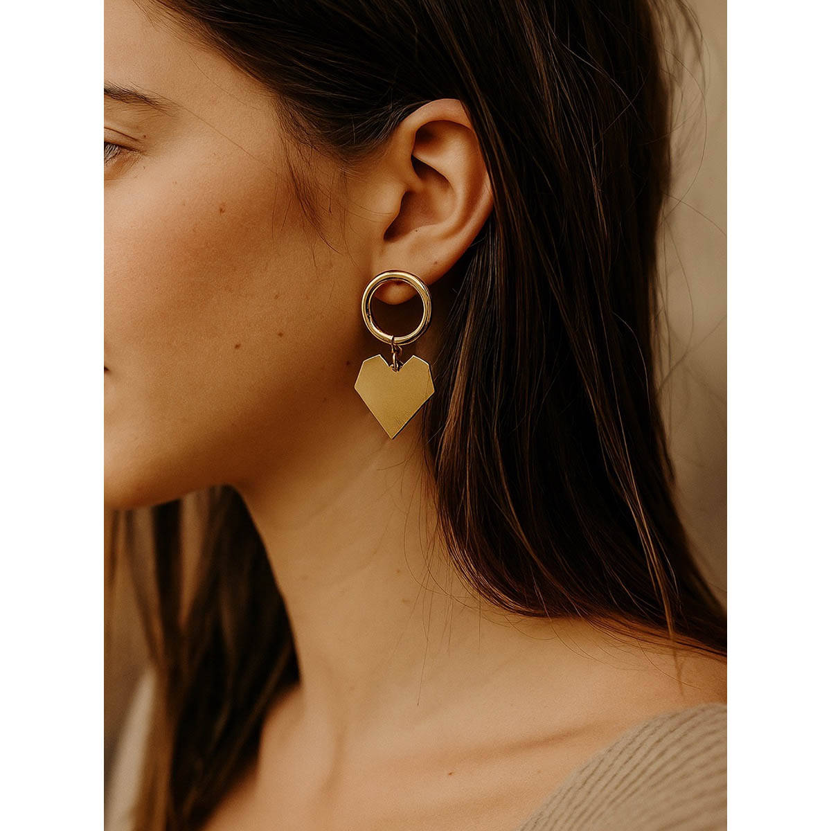 Digital Dress Room Gold Plated Heart Design Western Earrings