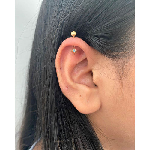 Boldiful Starburst Sterling Silver London Blue Topaz Drop Helix Earrings