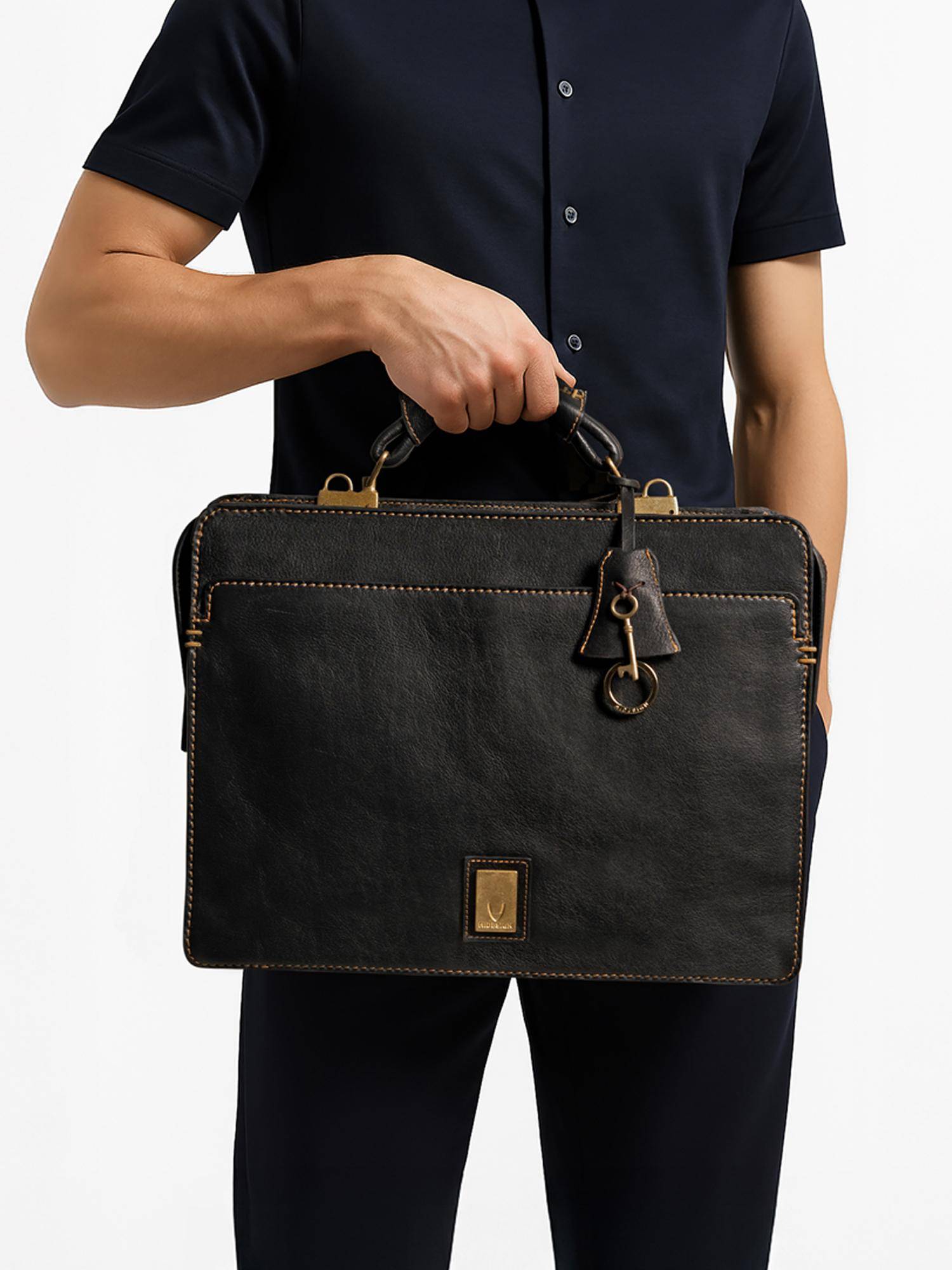 Hidesign Genuine Leather Viscounty 02 Black Briefcase